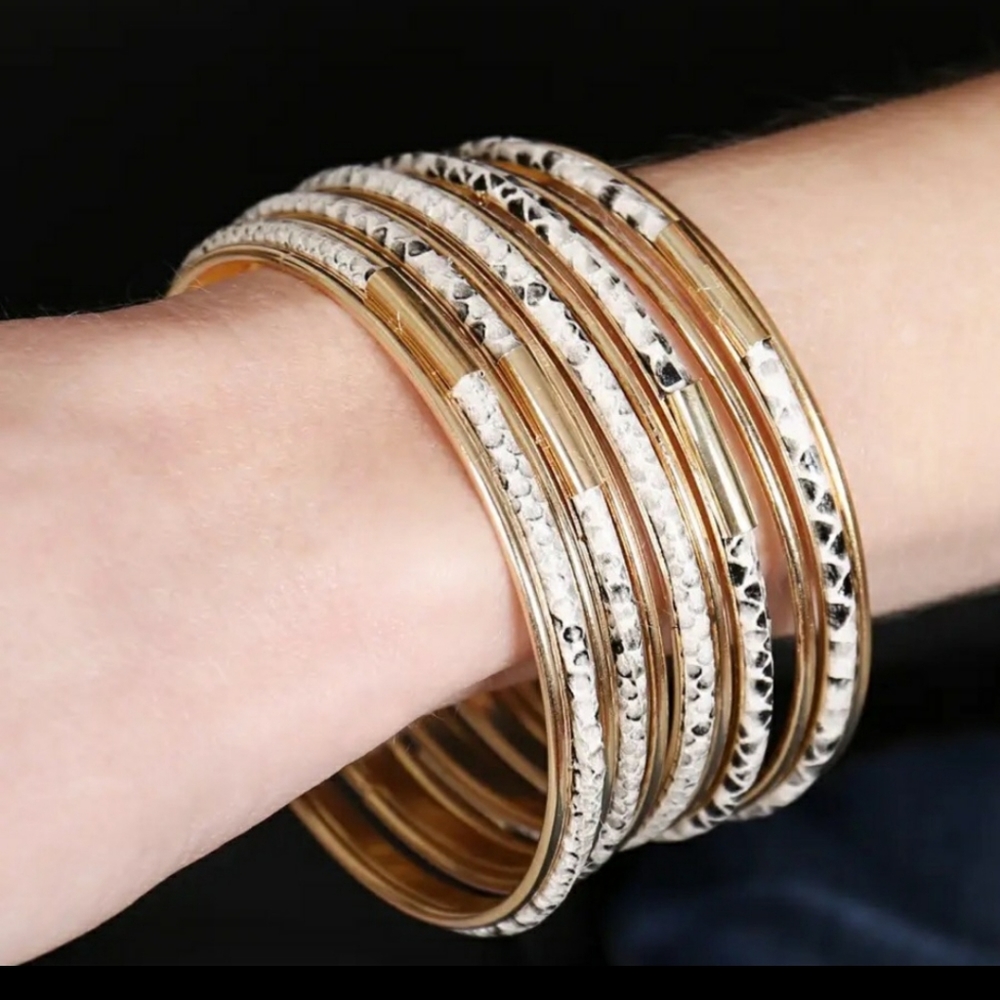 Womens faux snake print multi bangle bracelets